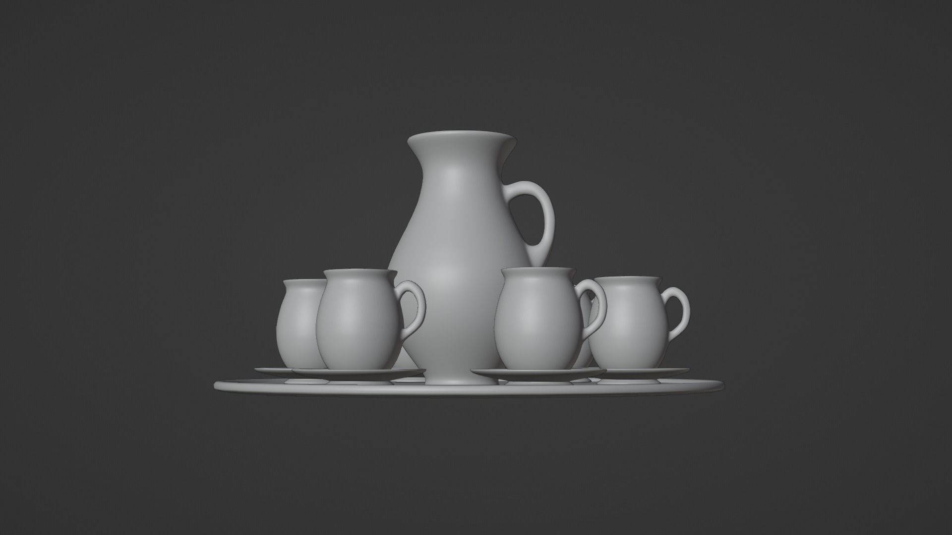 Black porcelain vase and mugs set 3D model_23