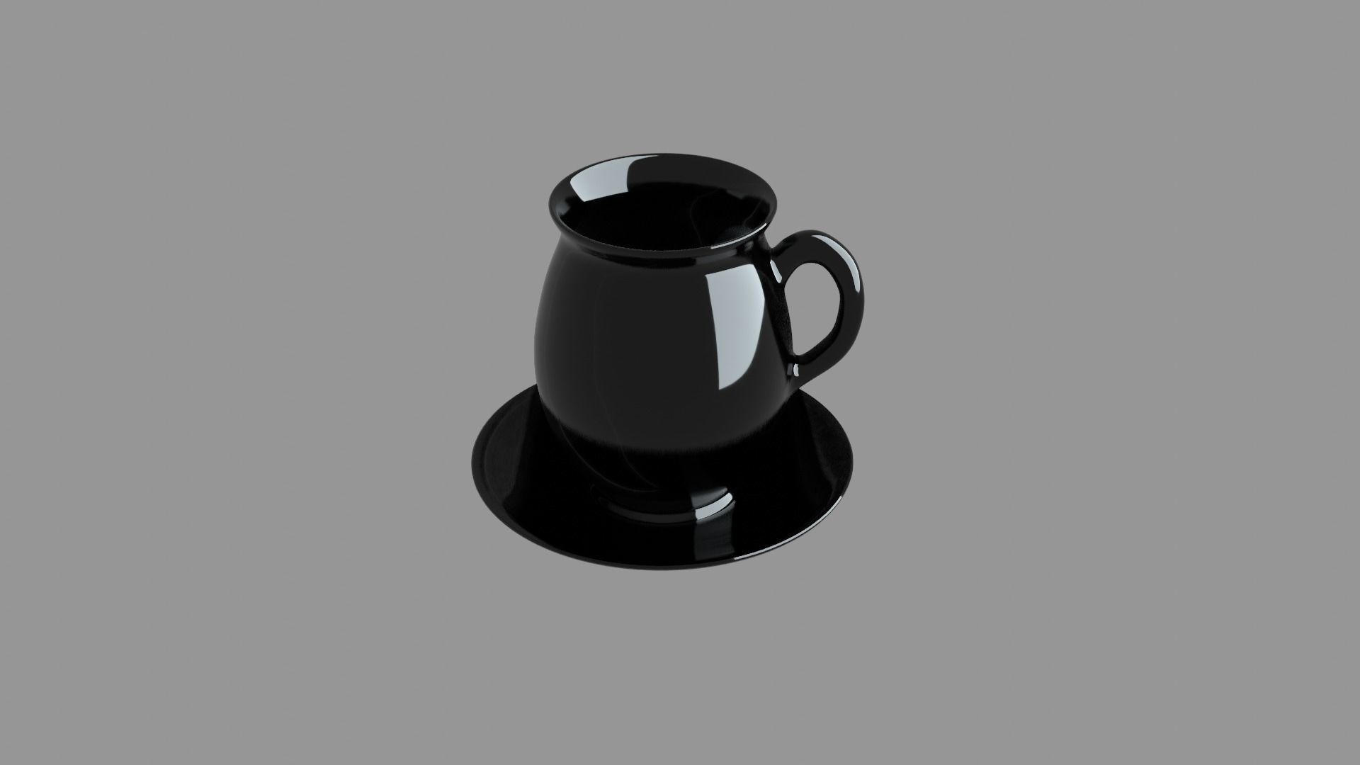 Black porcelain vase and mugs set 3D model_15
