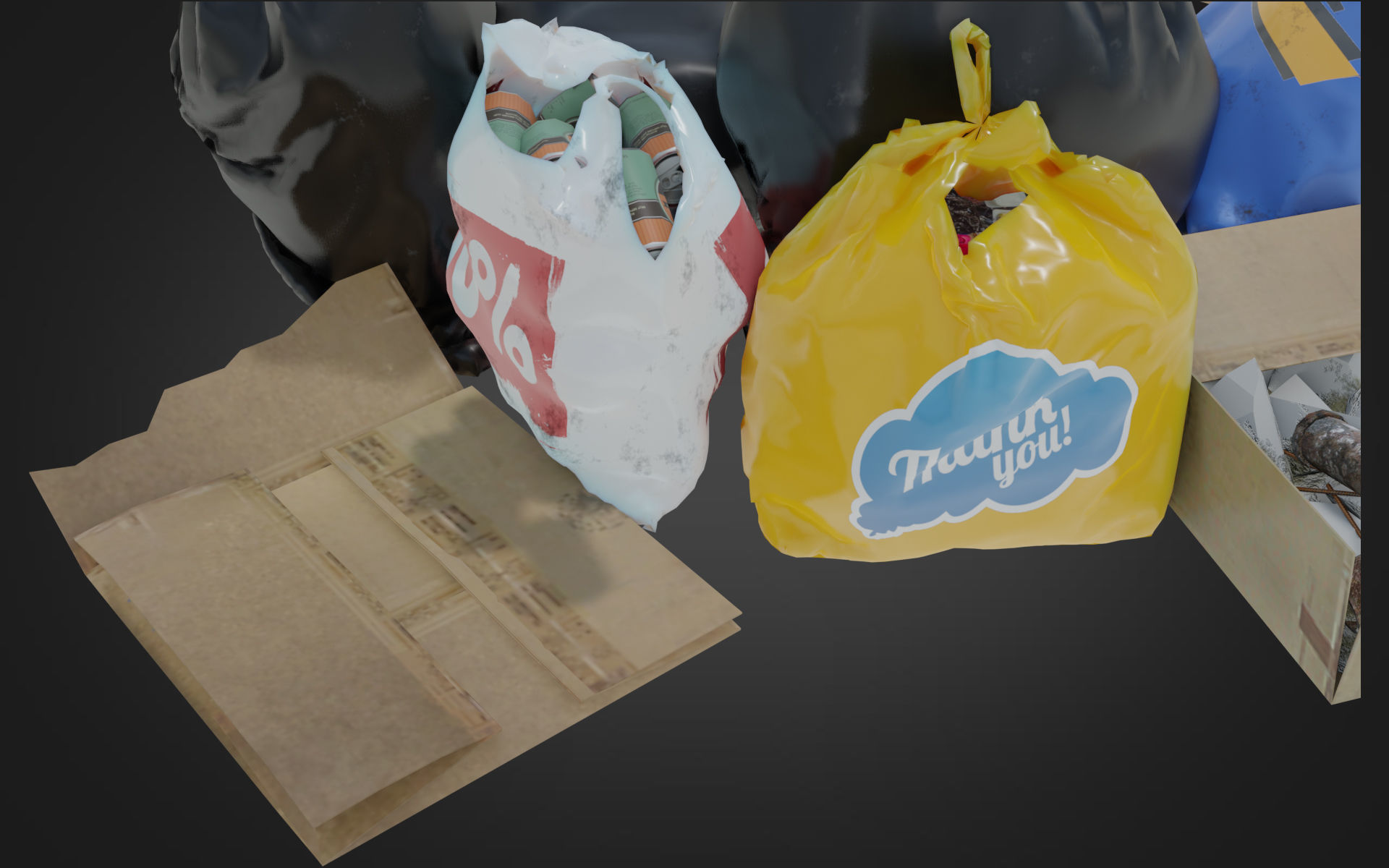 Garbage Set pile of bags Low-poly 3D model_2