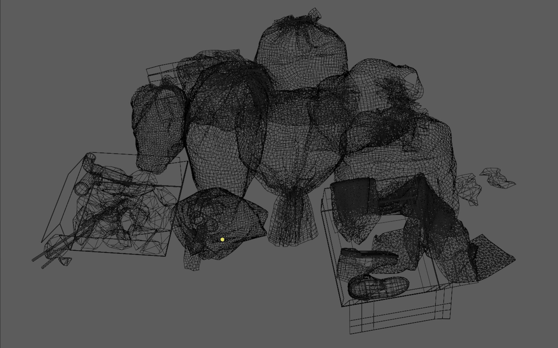 Garbage Set pile of bags Low-poly 3D model_11