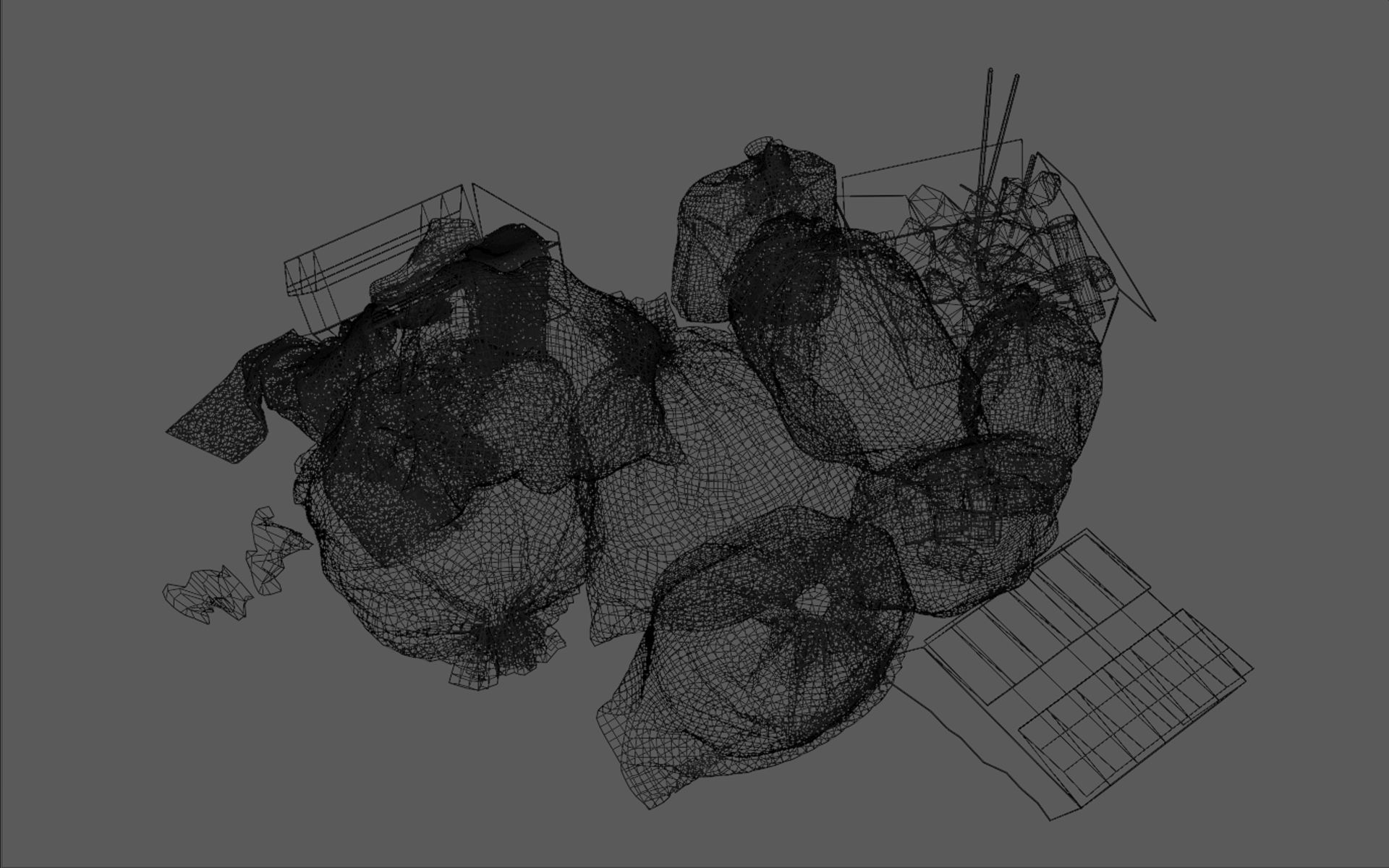 Garbage Set pile of bags Low-poly 3D model_12
