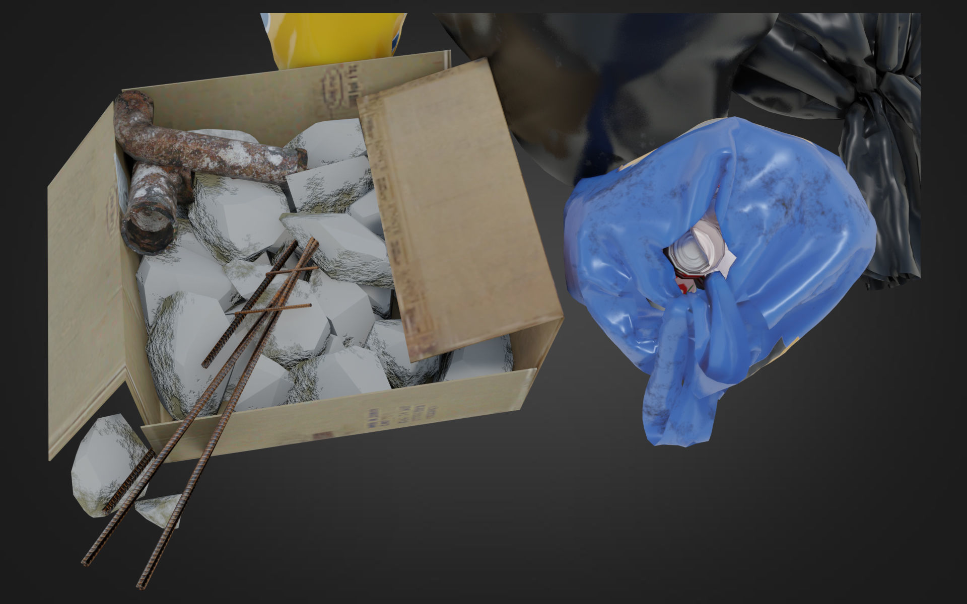 Garbage Set pile of bags Low-poly 3D model_1