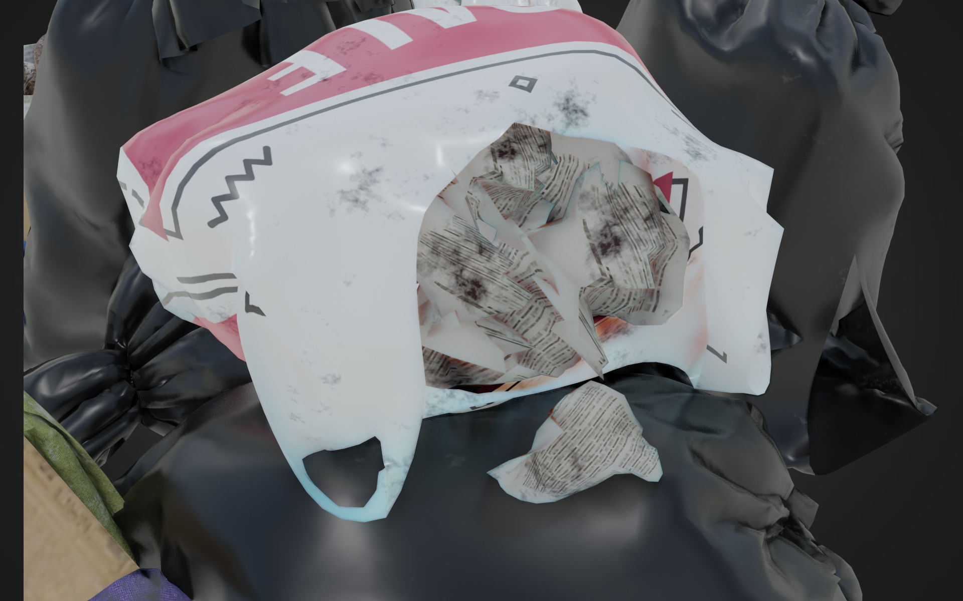 Garbage Set pile of bags Low-poly 3D model_10