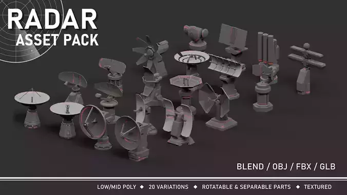 Radar Pack Low-poly 3D model