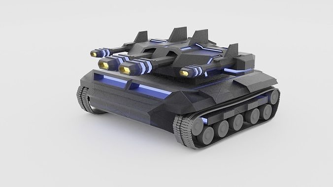 CYBER TANK low poly Low-poly 3D print model