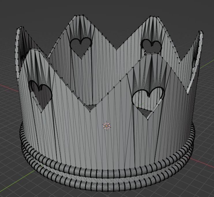 Crown with heartshaped holes 3D print model_2