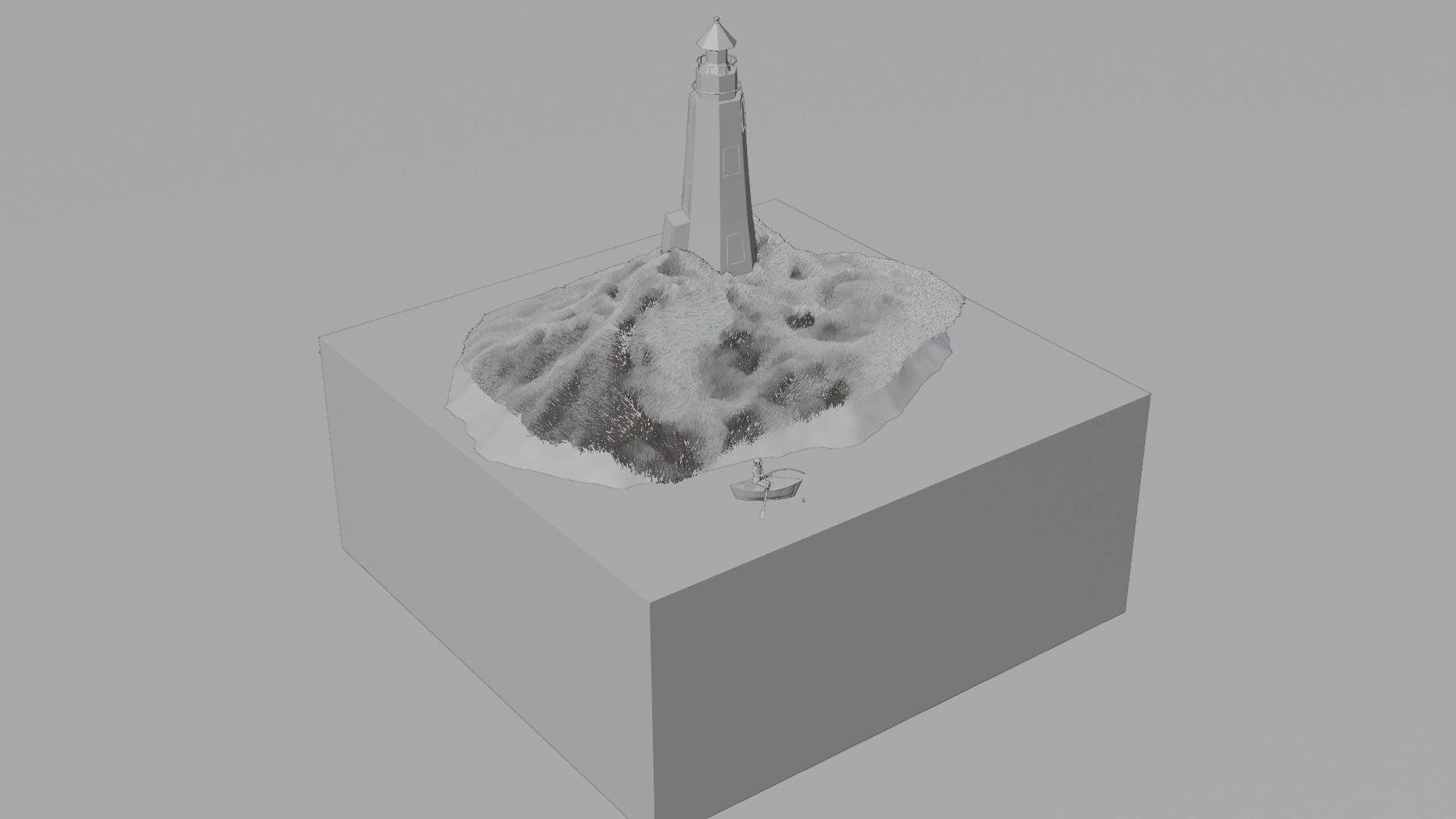 Isometric Island and Lighthouse Low-poly 3D model_1