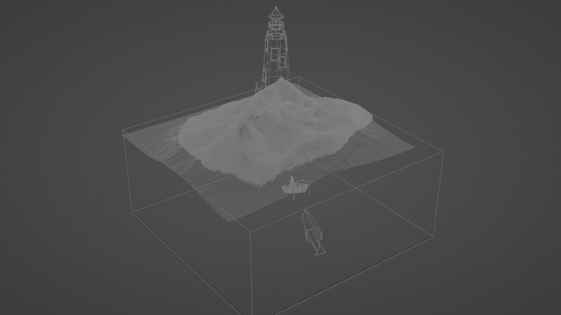 Isometric Island and Lighthouse Low-poly 3D model_2