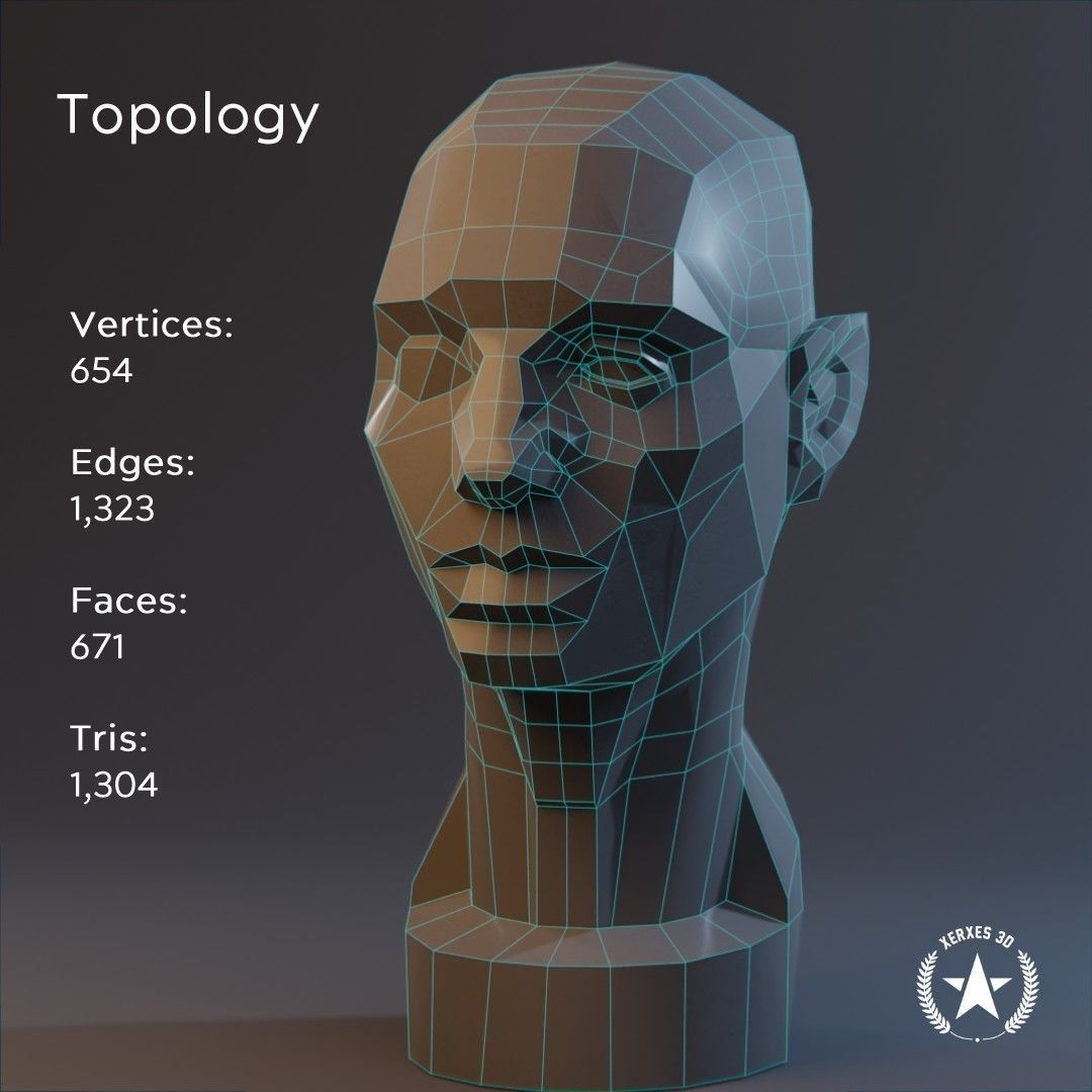 Asaro Head Low Poly  Low-poly 3D model_1