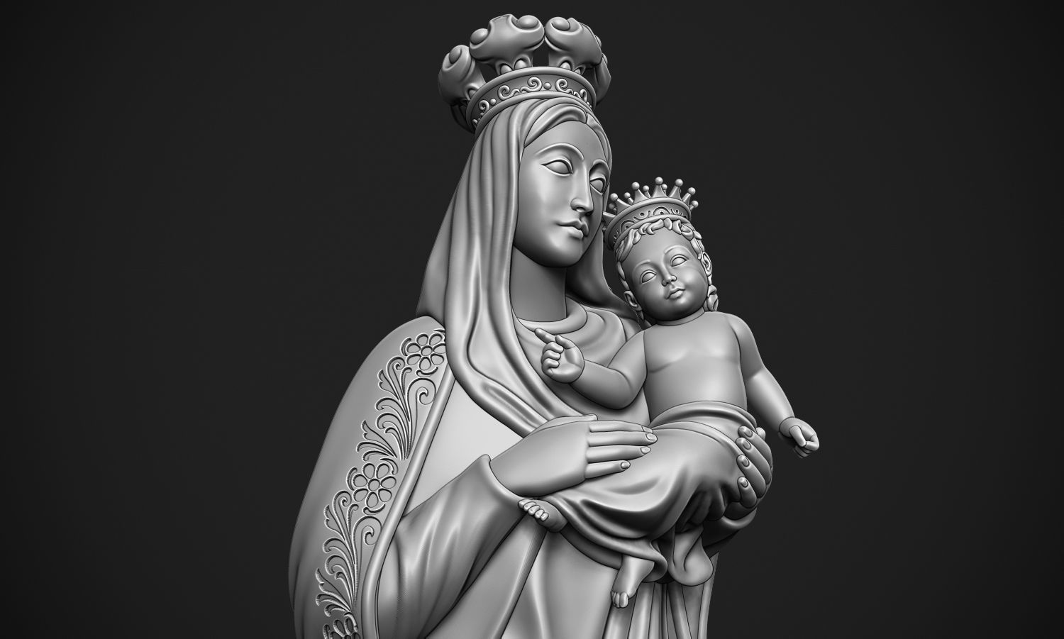 Virgin Mary 3D print model_9