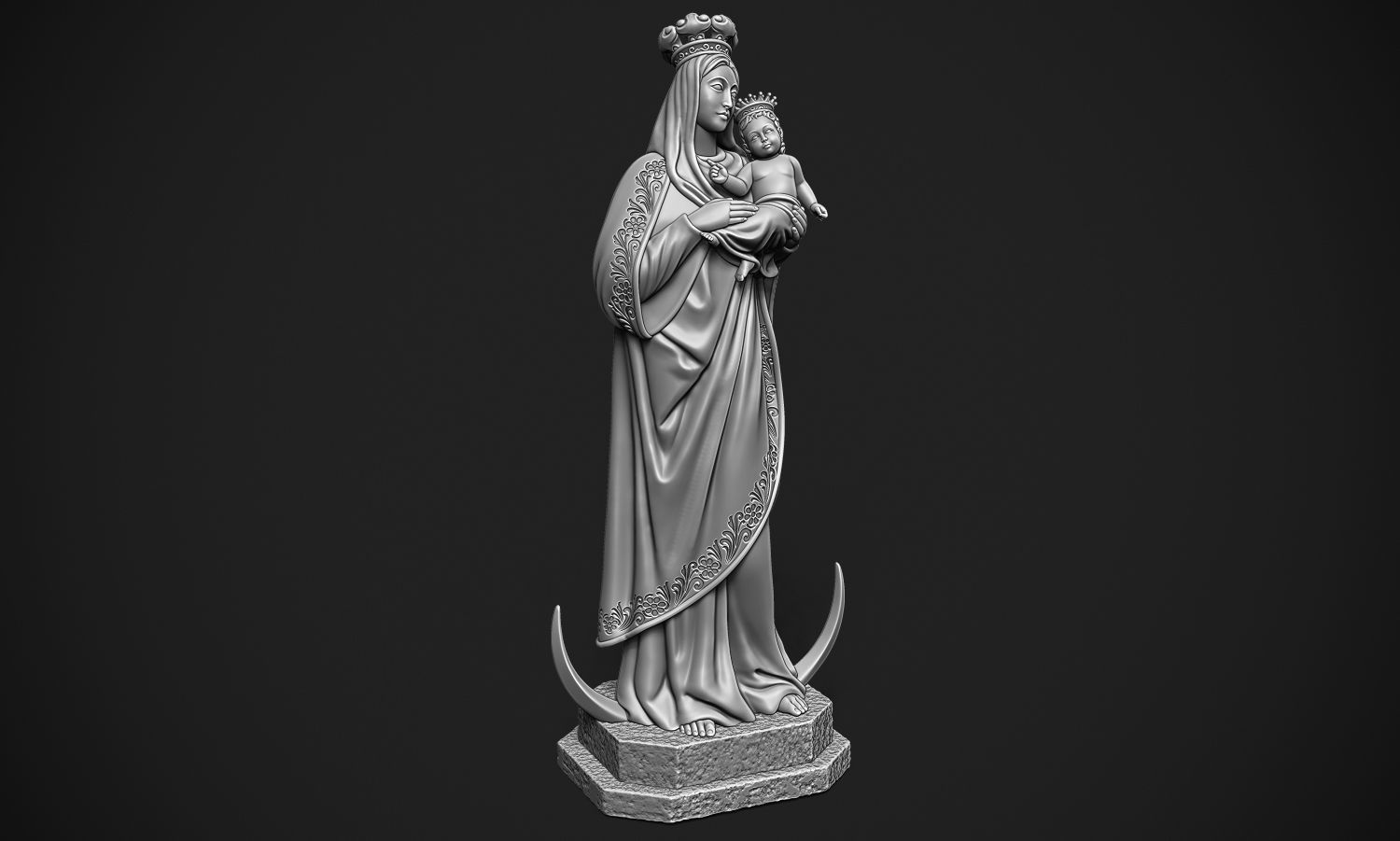 Virgin Mary 3D print model_3