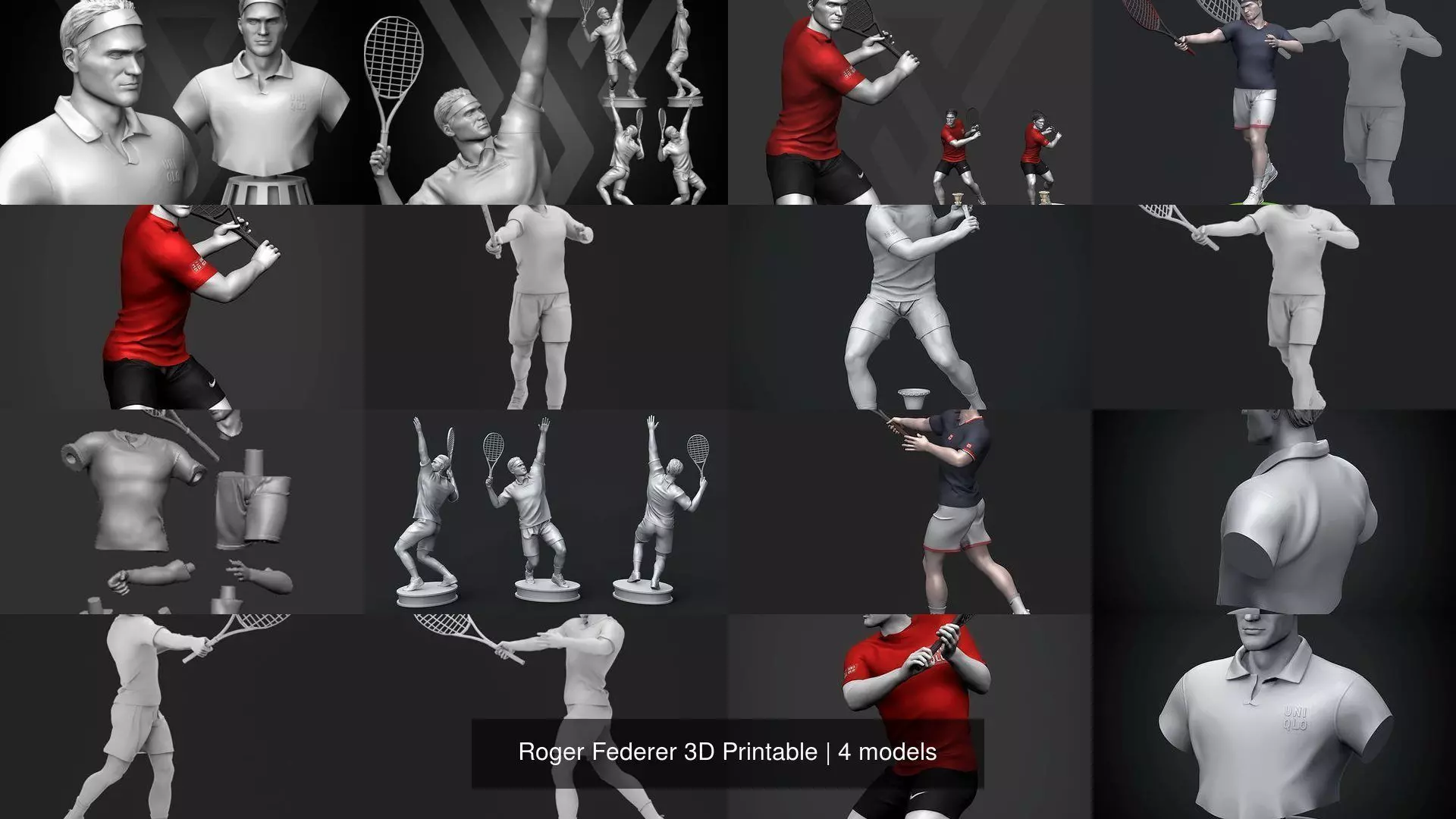 Roger Federer 3D Printable 3D Model Collection_0
