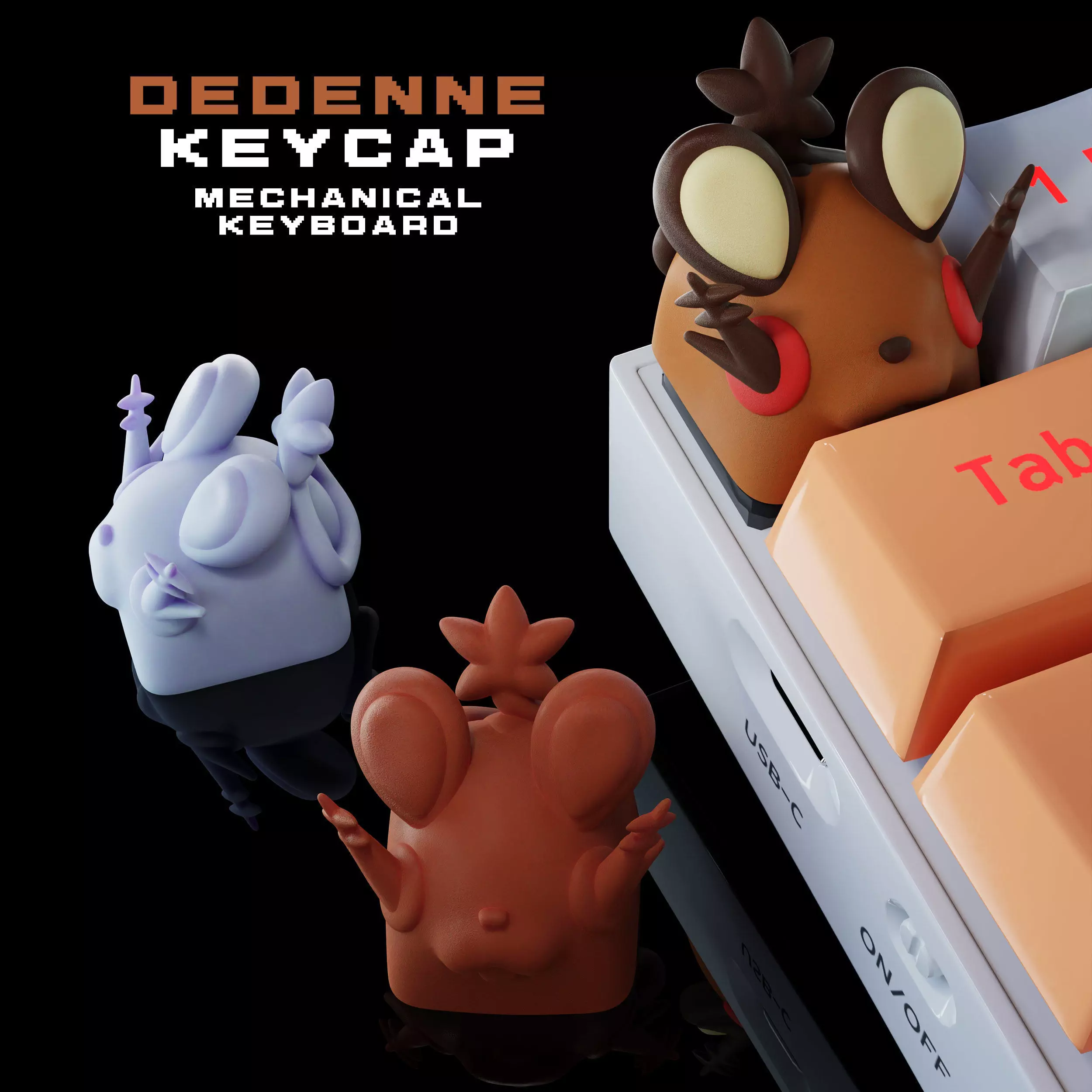 DEDENNE POKEMON - KEYCAP 3D MECHANICAL KEYBOARD 3D print model_0