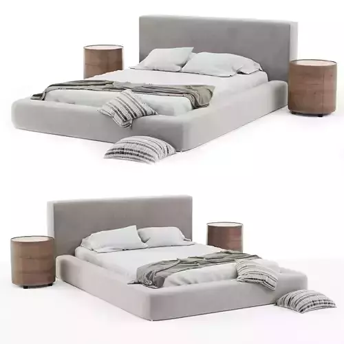 Dawson bed with two pillows and side table