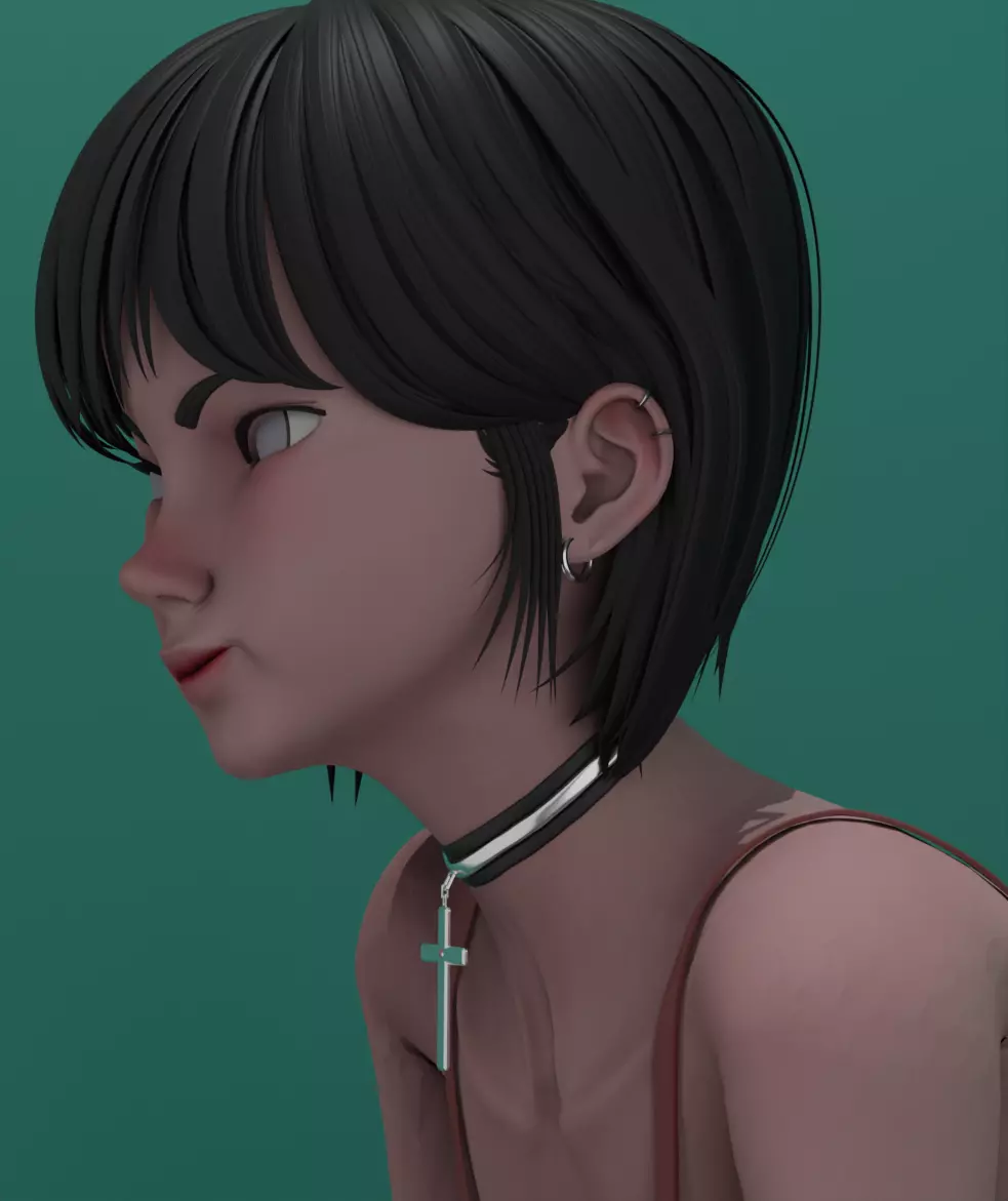 Asian girl face Free 3D model