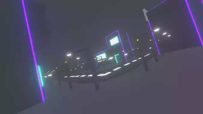 Neon city Low-poly 3D model