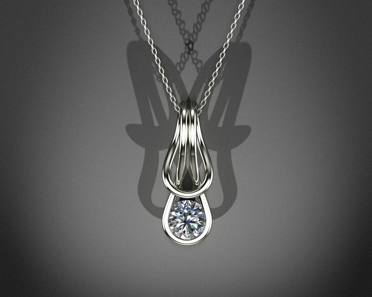 necklace in white gold and diamond can change in any color 3D print model_1