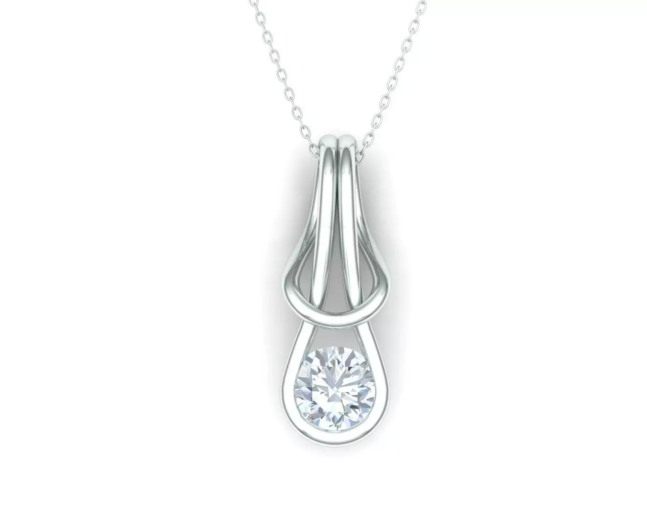 necklace in white gold and diamond can change in any color 3D print model_0
