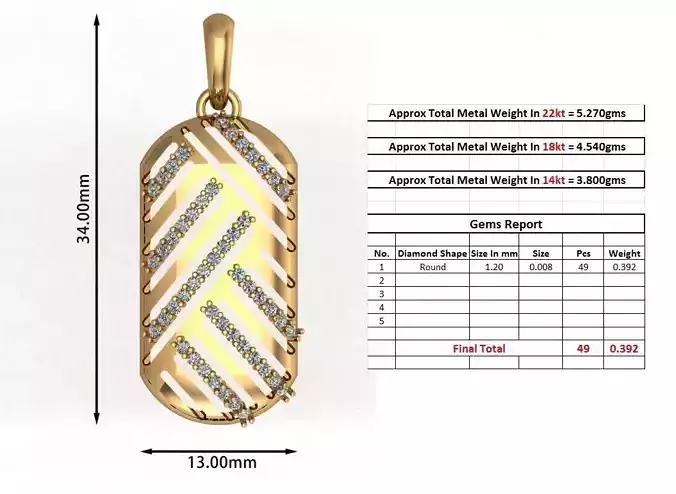 JD108-CAD-GPN gold pendant with diamonds