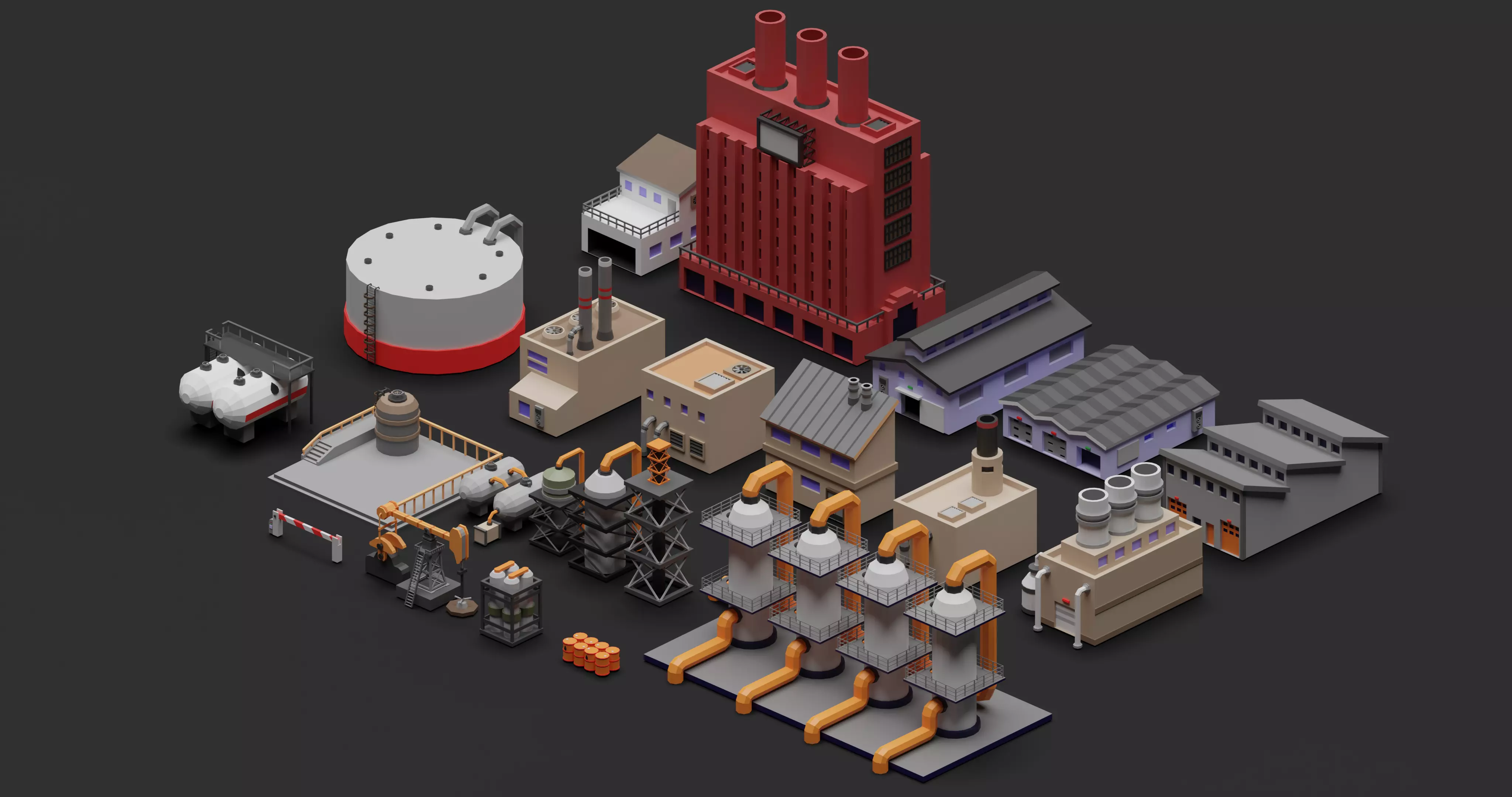 Industrial low poly asset Low-poly 3D model