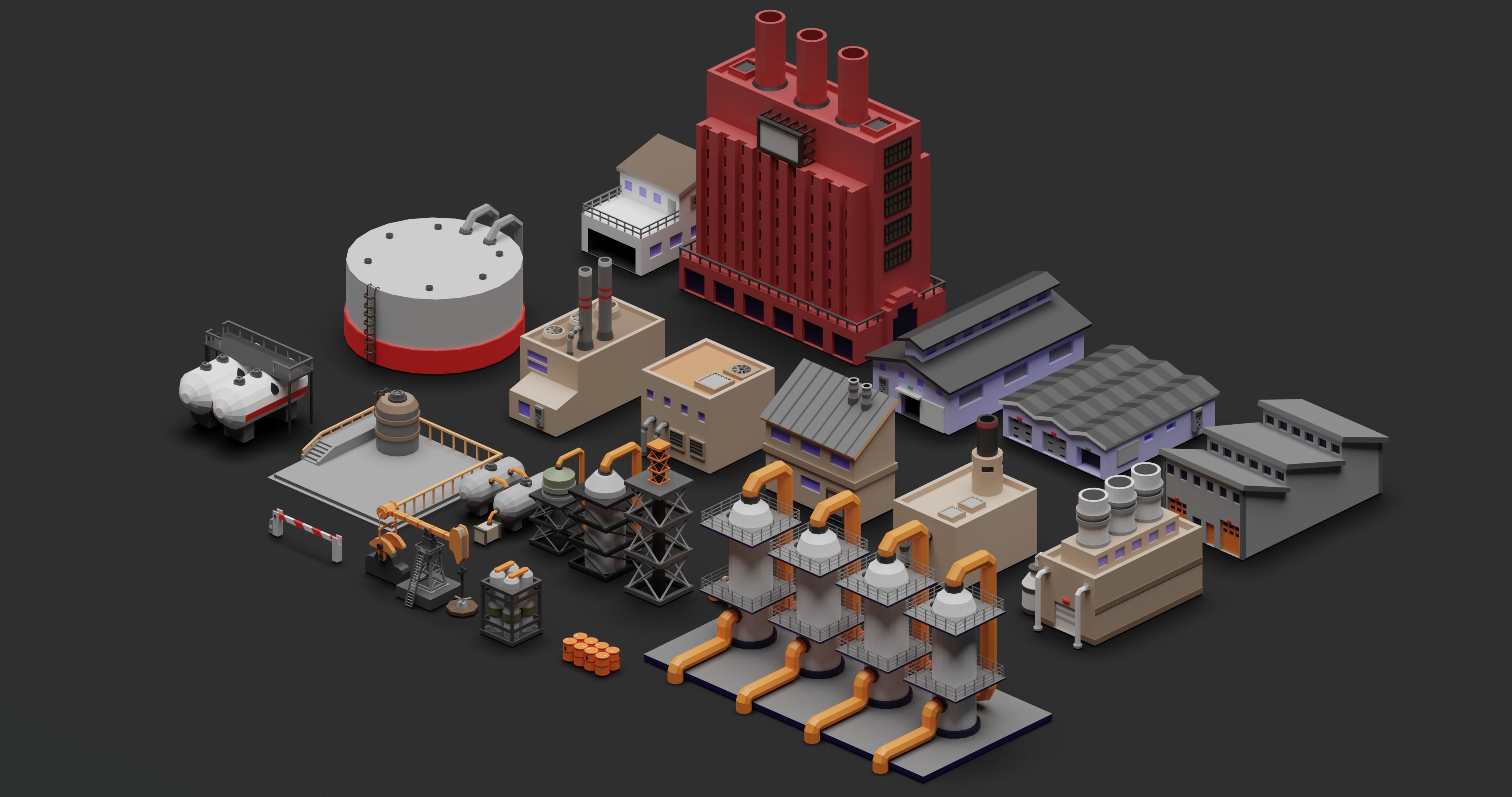 Industrial low poly asset Low-poly 3D model_1