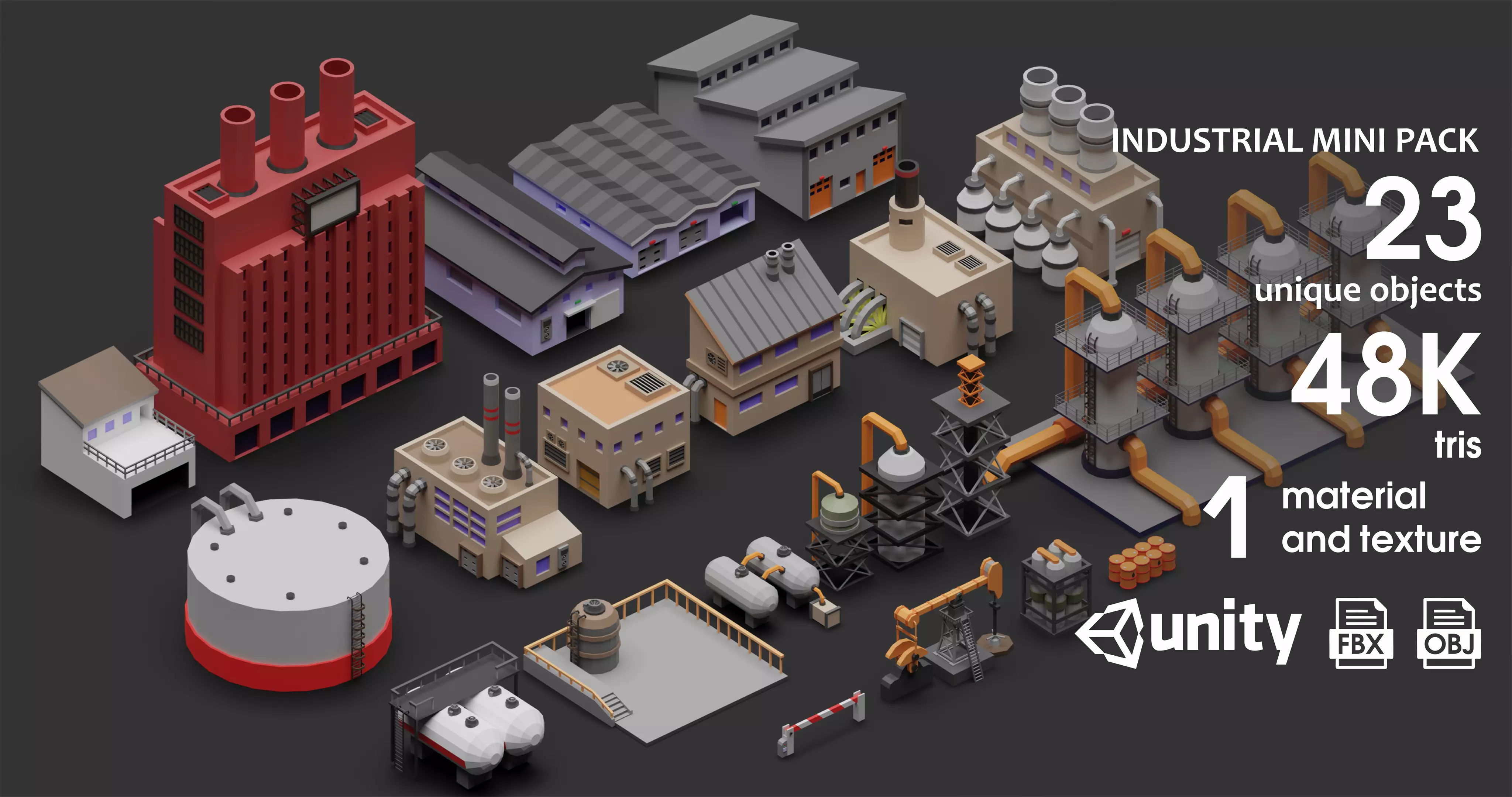 Industrial low poly asset Low-poly 3D model_0