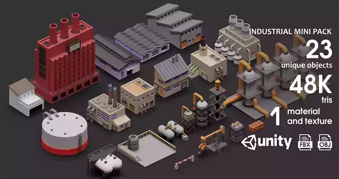 Industrial low poly asset Low-poly 3D model
