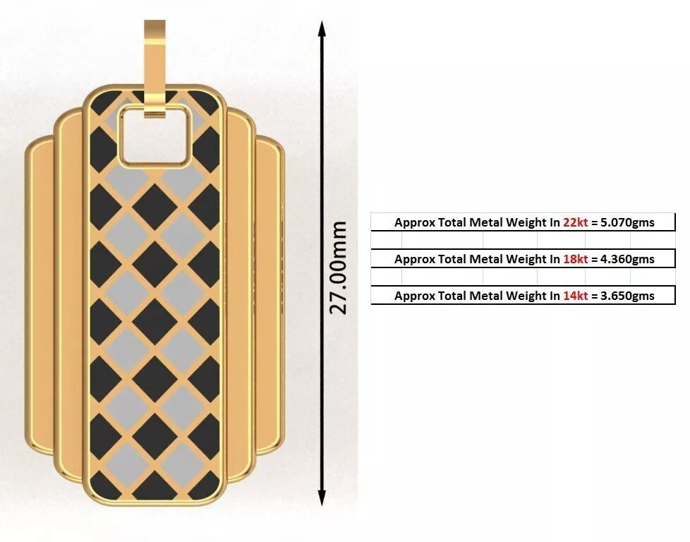 JD109-CAD-GPN gold pendant with checkered pattern 3D print model