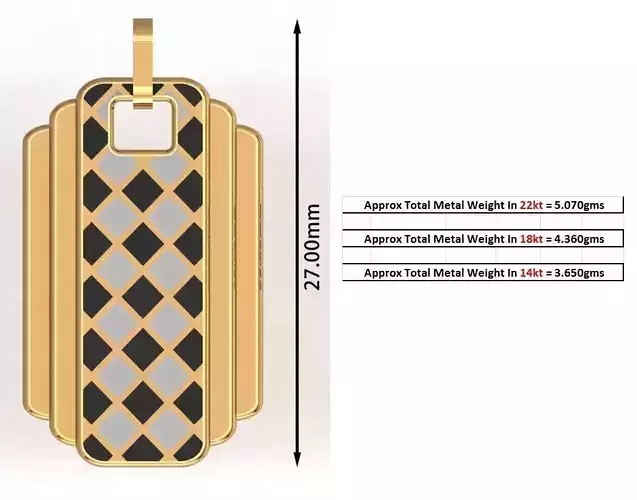 JD109-CAD-GPN gold pendant with checkered pattern