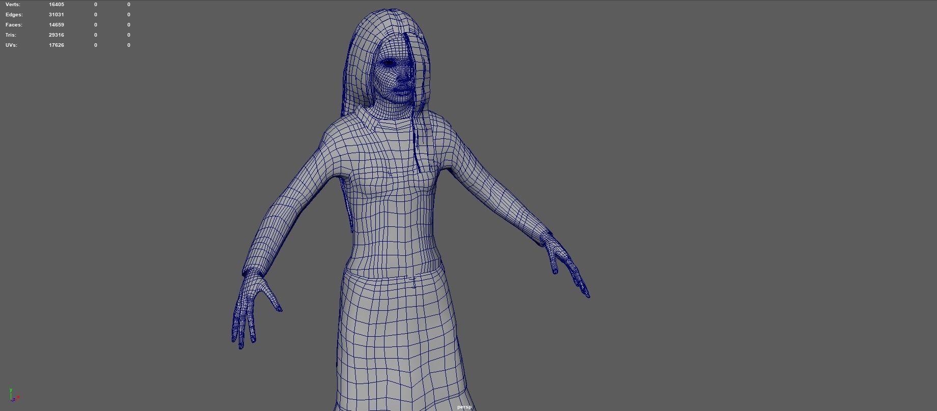 Female Ghost AR VR Low Poly Model Low-poly 3D model_2