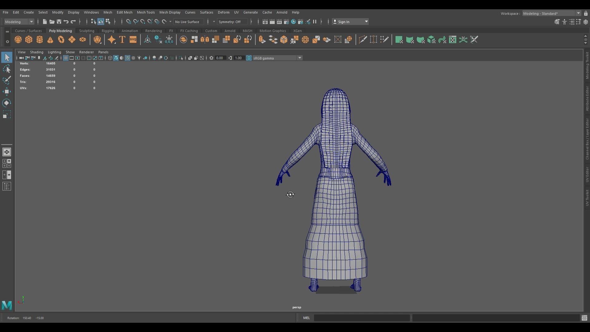 Female Ghost AR VR Low Poly Model Low-poly 3D model_4