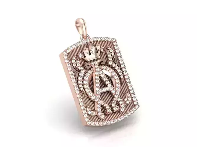 JD111-CAD-GPN dog tag pendant in rose gold with diamonds
