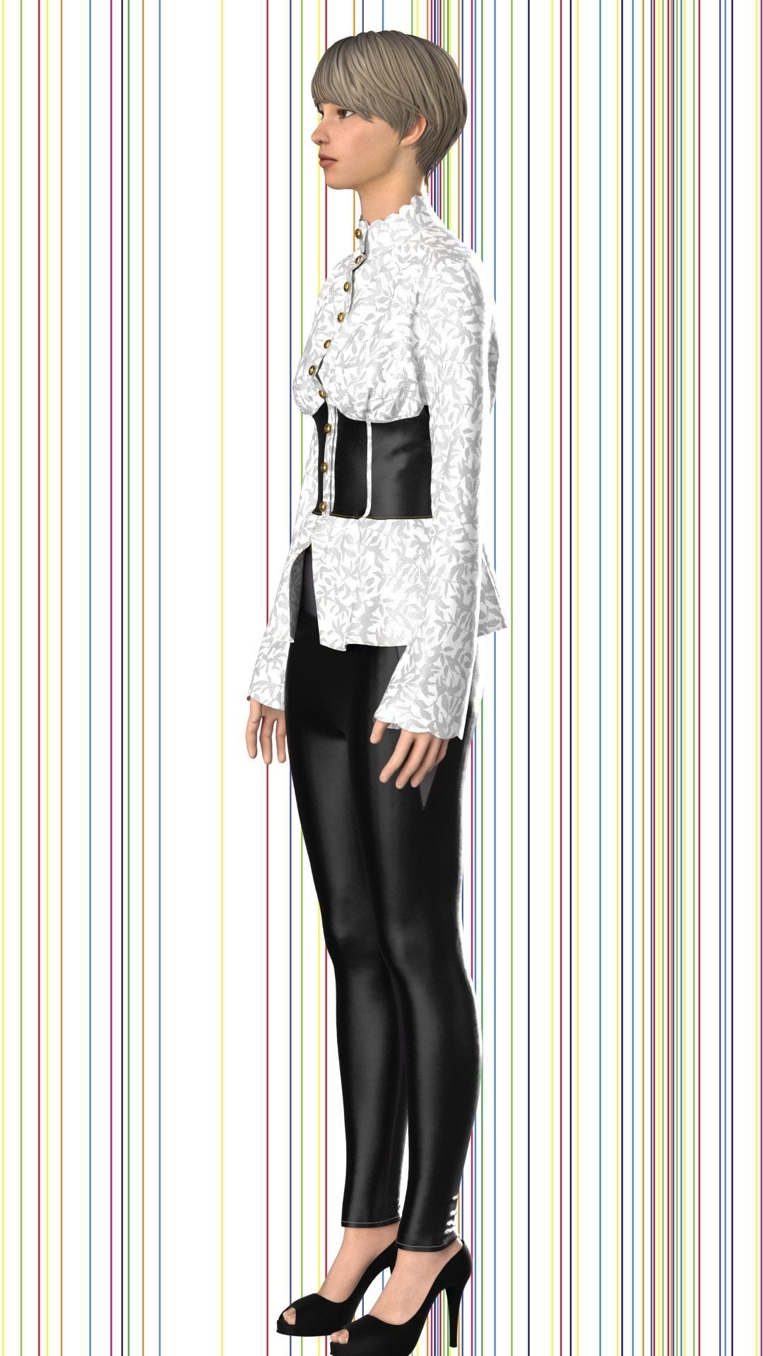 ladies vintage shirt Low-poly 3D model_3