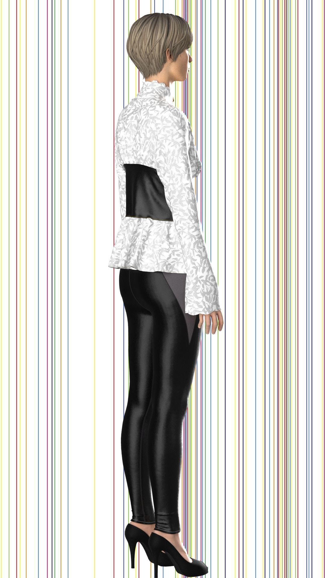 ladies vintage shirt Low-poly 3D model_4