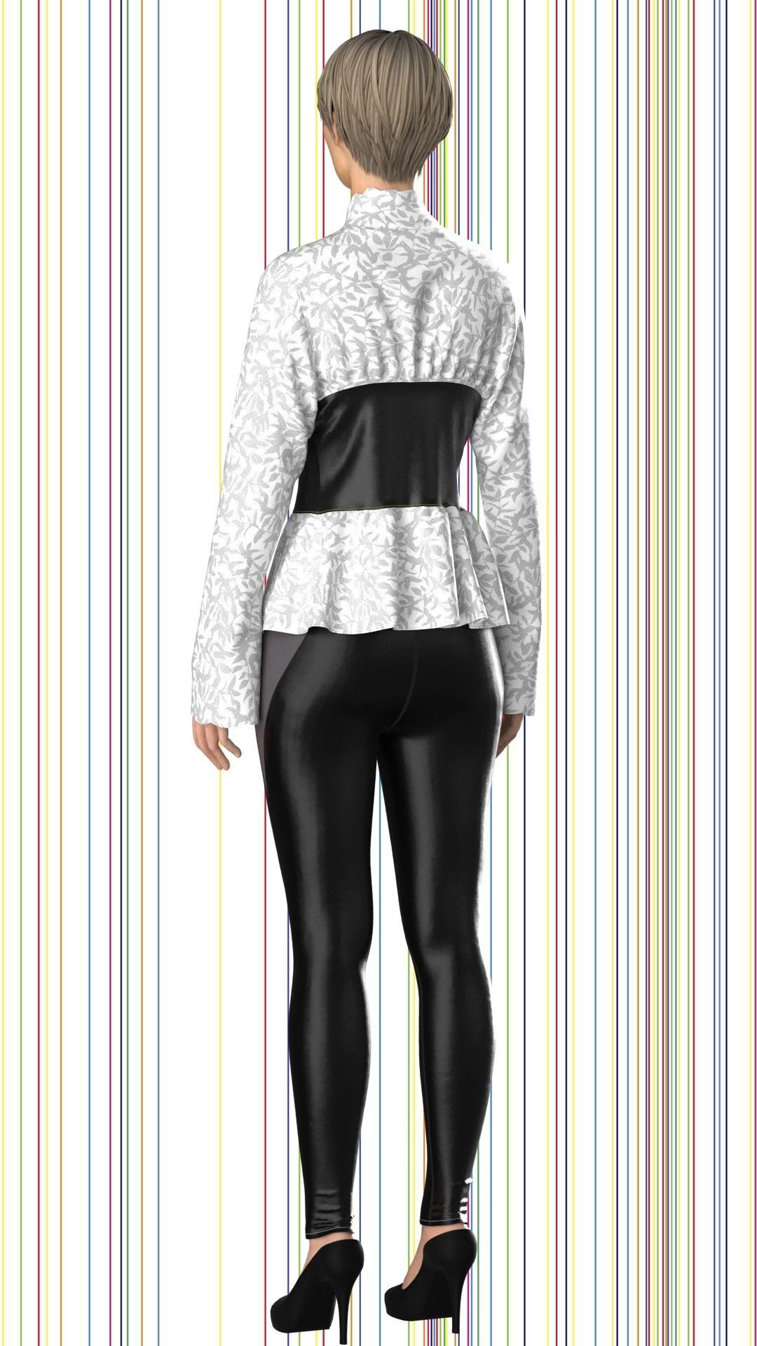 ladies vintage shirt Low-poly 3D model_7