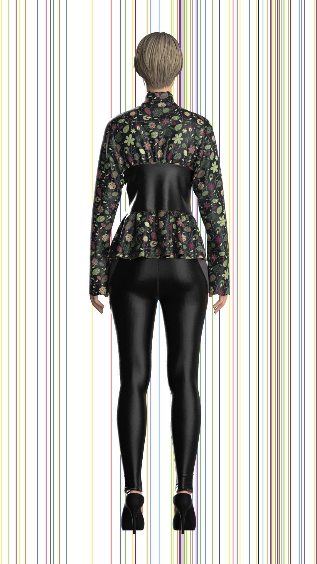 ladies vintage shirt Low-poly 3D model_6