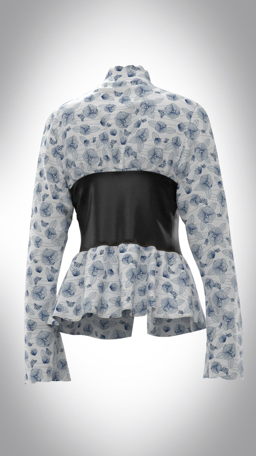 ladies vintage shirt Low-poly 3D model_8