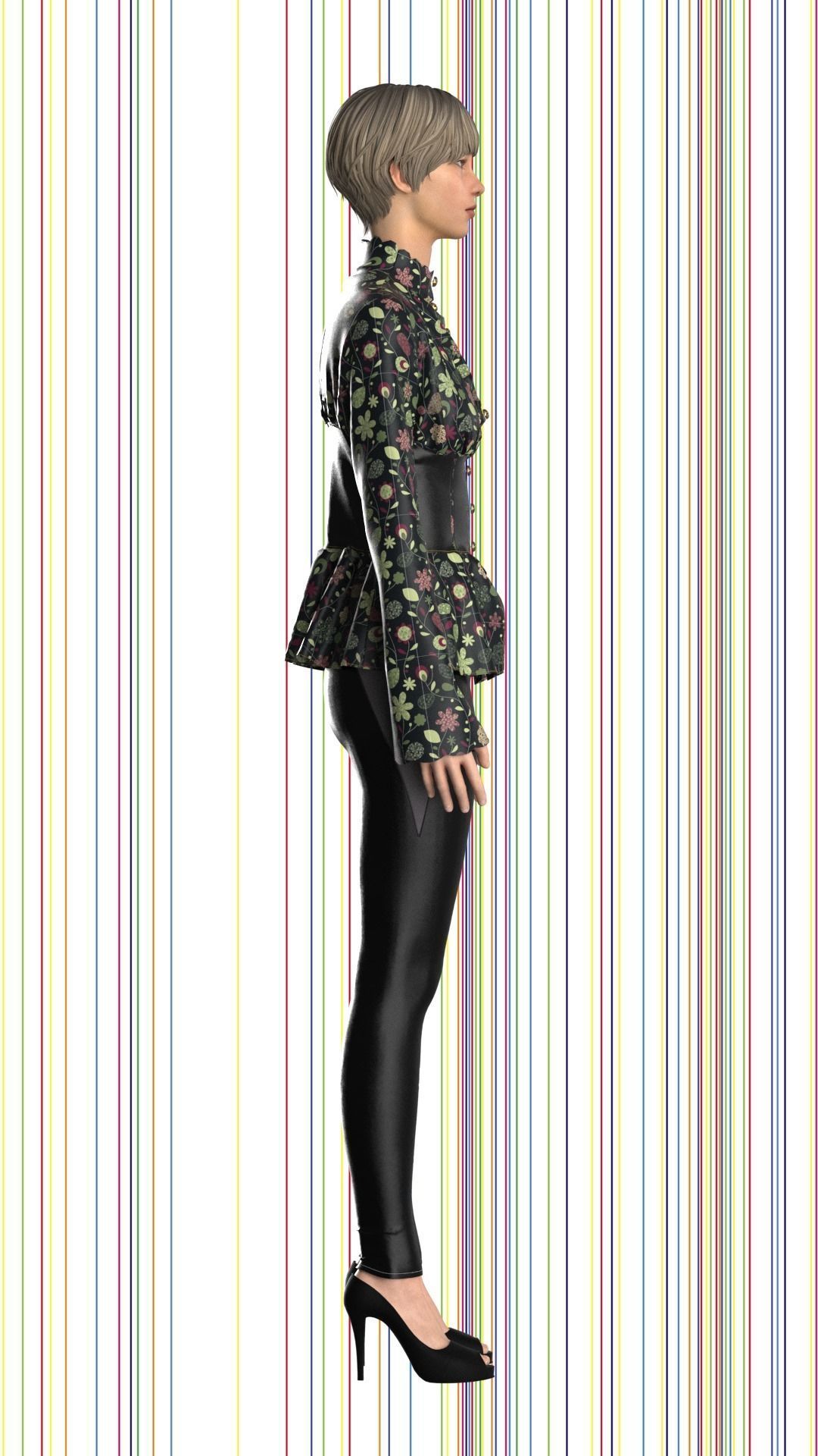 ladies vintage shirt Low-poly 3D model_5