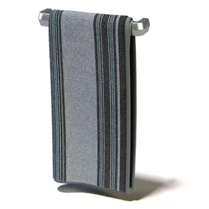 Long Grey Striped Towel 3D model_0