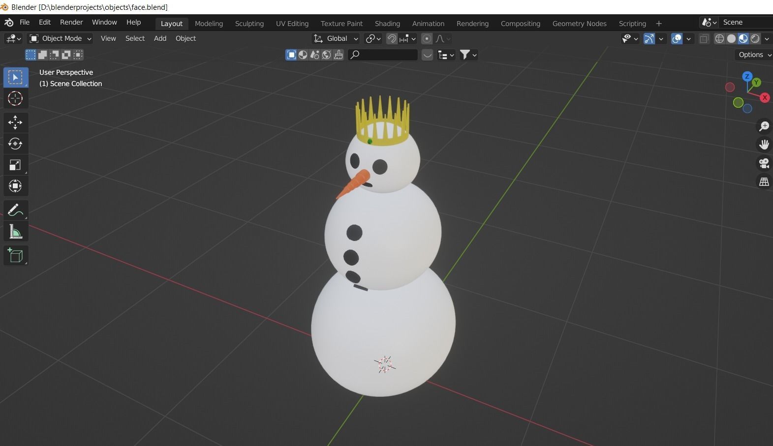 king snowman made in blender Low-poly 3D model_6