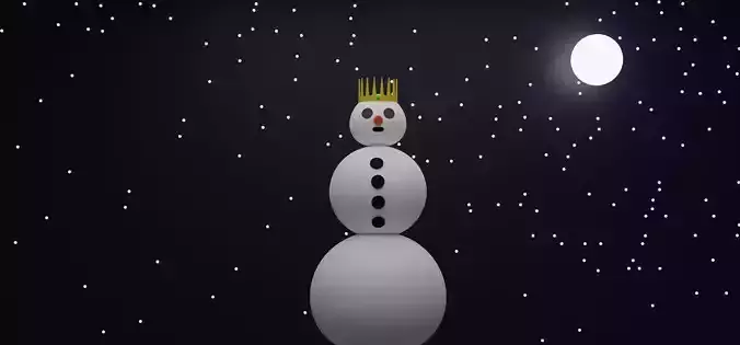 king snowman made in blender Low-poly 3D model