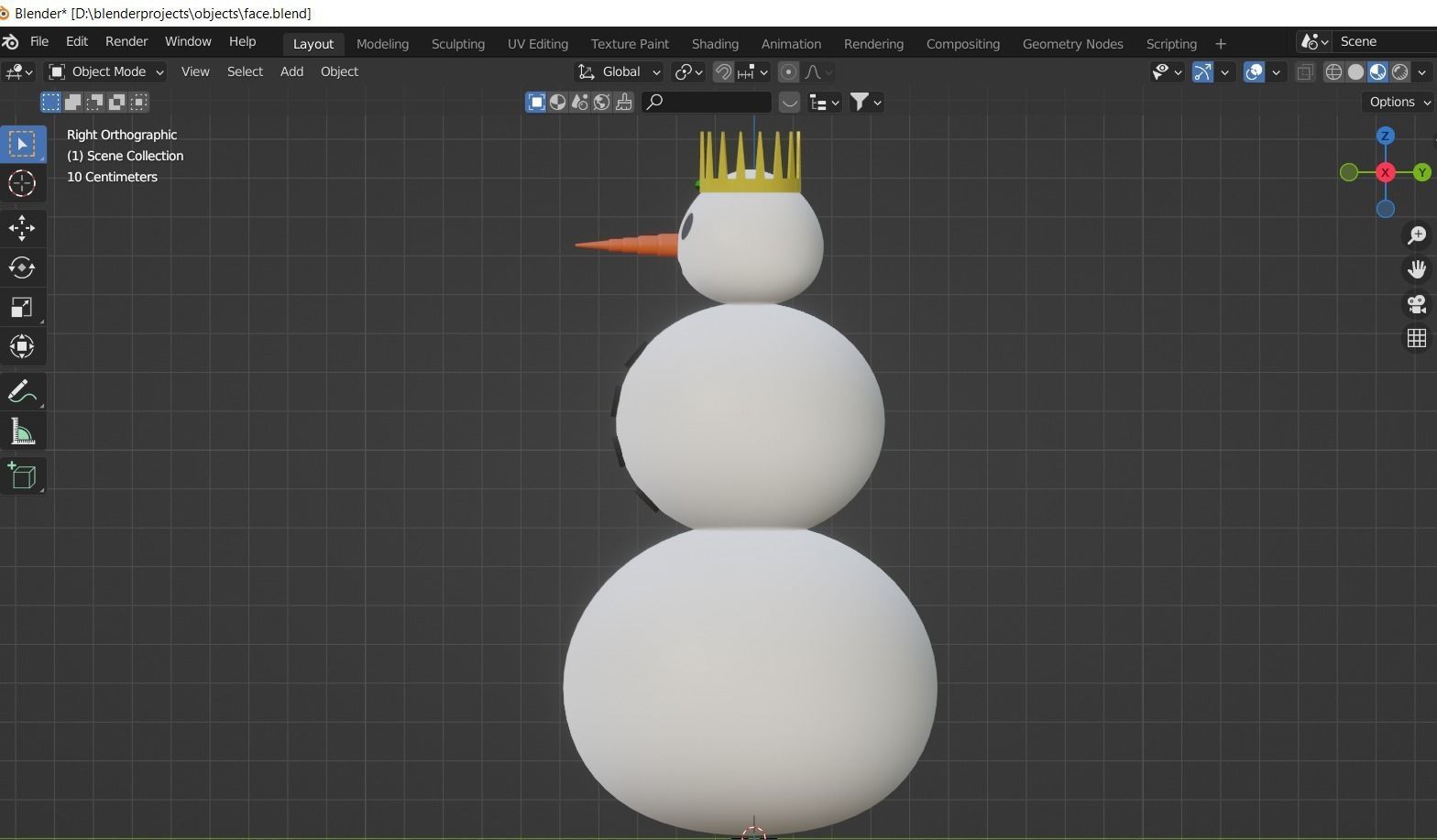 king snowman made in blender Low-poly 3D model_3