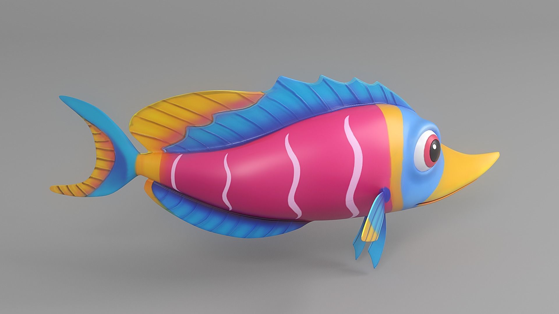 Cartoon Fish 2 Low-poly 3D model_3