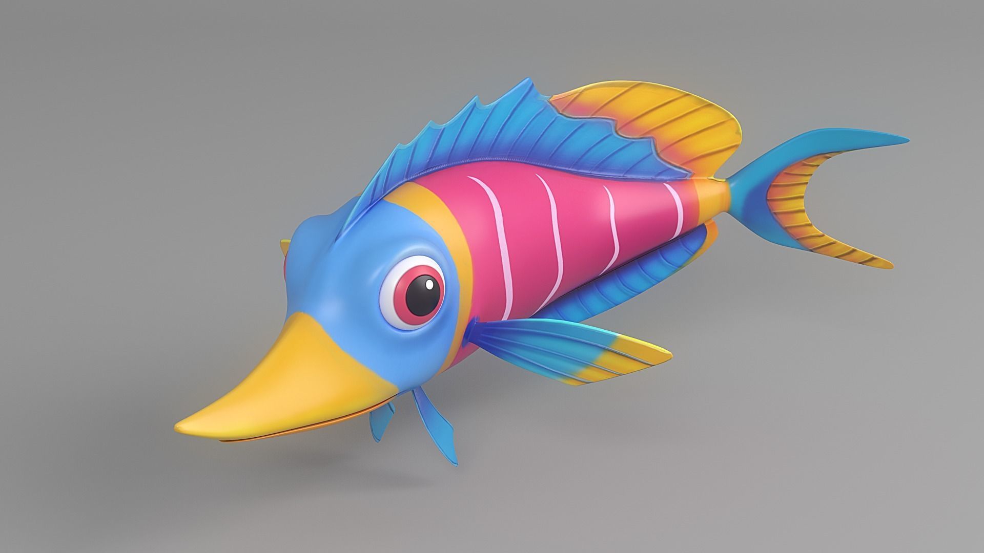 Cartoon Fish 2 Low-poly 3D model_4