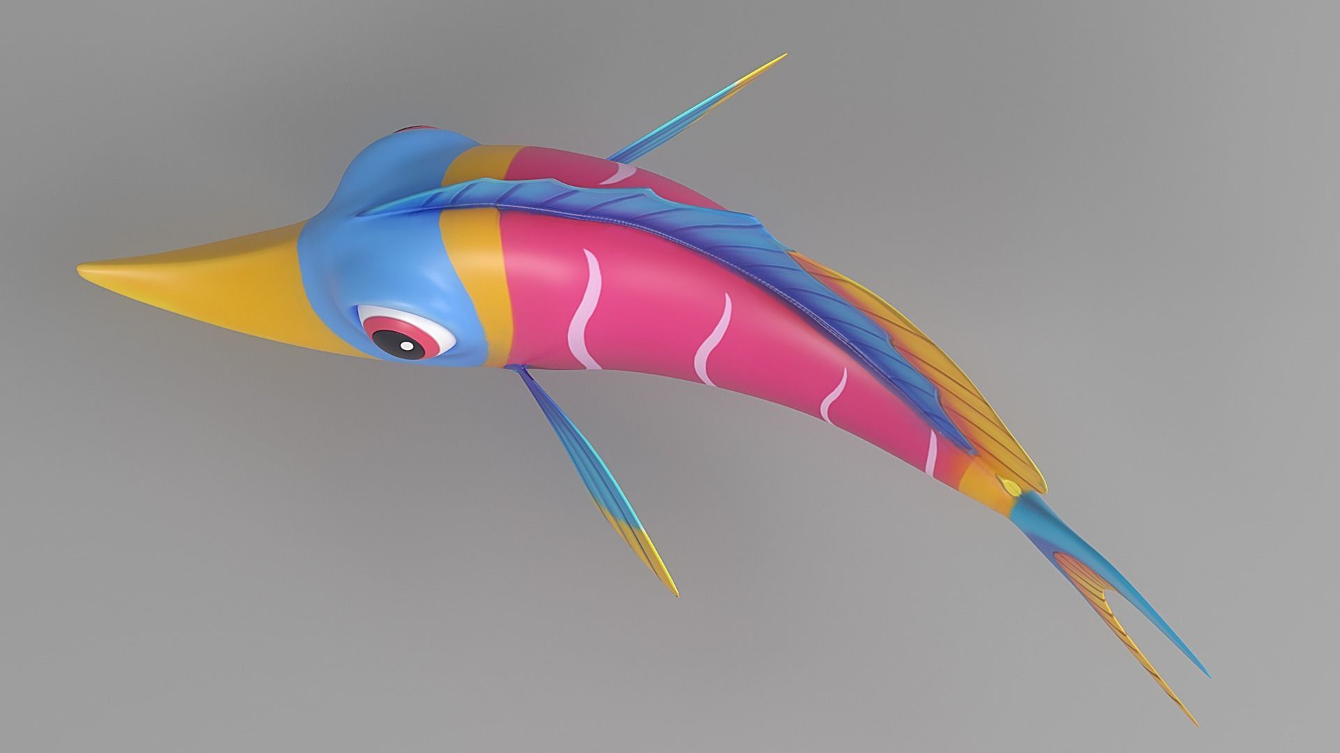 Cartoon Fish 2 Low-poly 3D model_2