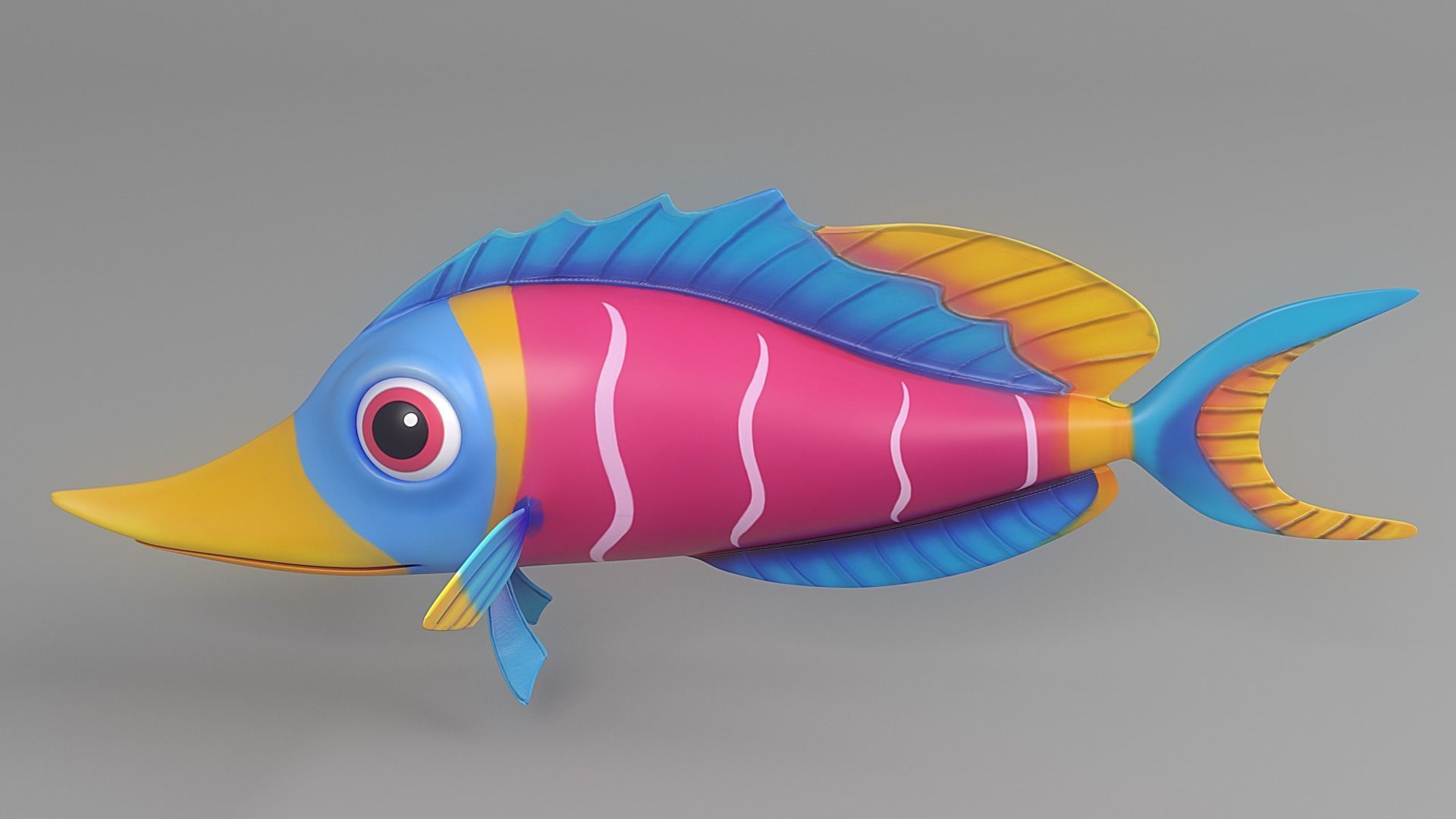 Cartoon Fish 2 Low-poly 3D model_1