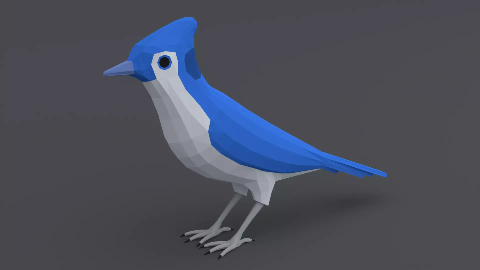 Low Poly Cartoon Blue Jay Low-poly 3D model