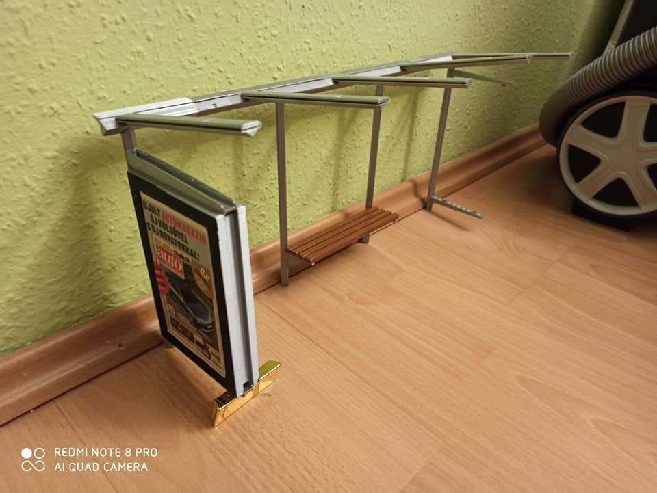 busstop bus stop with two benches and light 3D print model_9