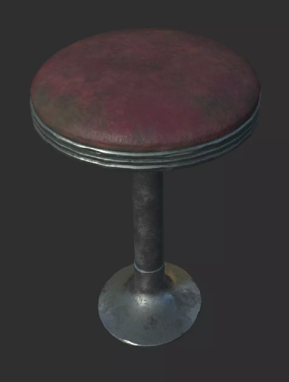 chair metal table with seat Low-poly 3D model_0