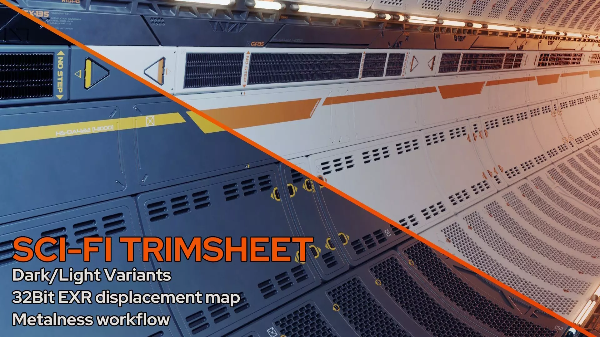 Sci-fi trim sheet 3D model_0